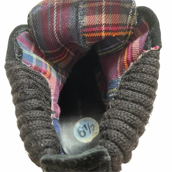 Tommy Hilfiger Black Plaid Suede Wedge Boots - Picture 6 of 8